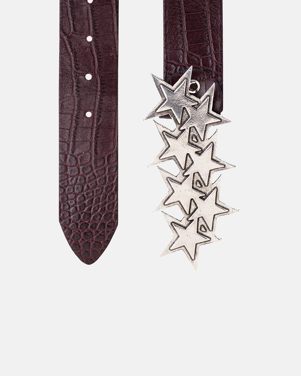 STARS LEATHER BELT CROCODILE BORDO
