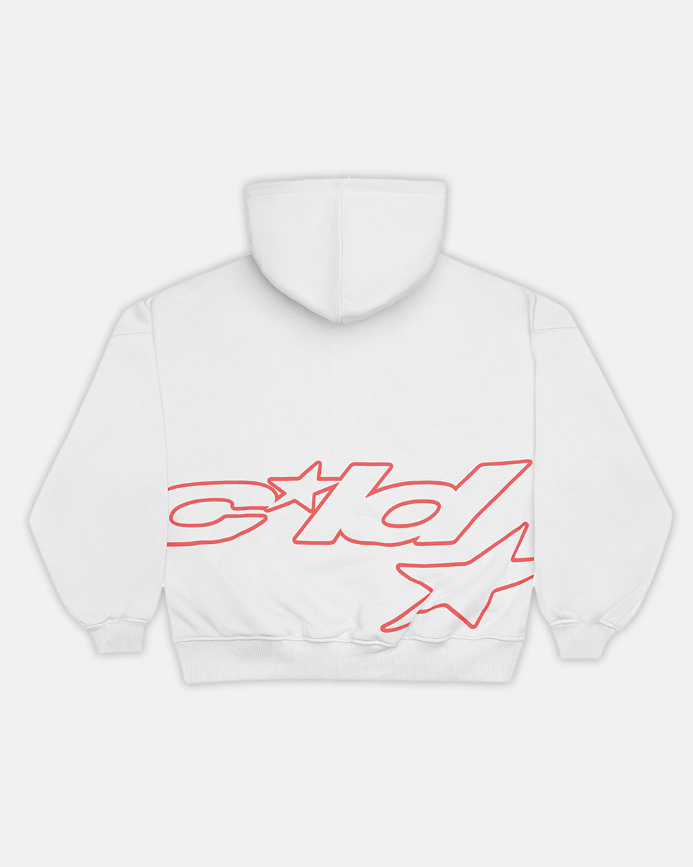 DEFENSE HOODIE LIGHT GREY & RED