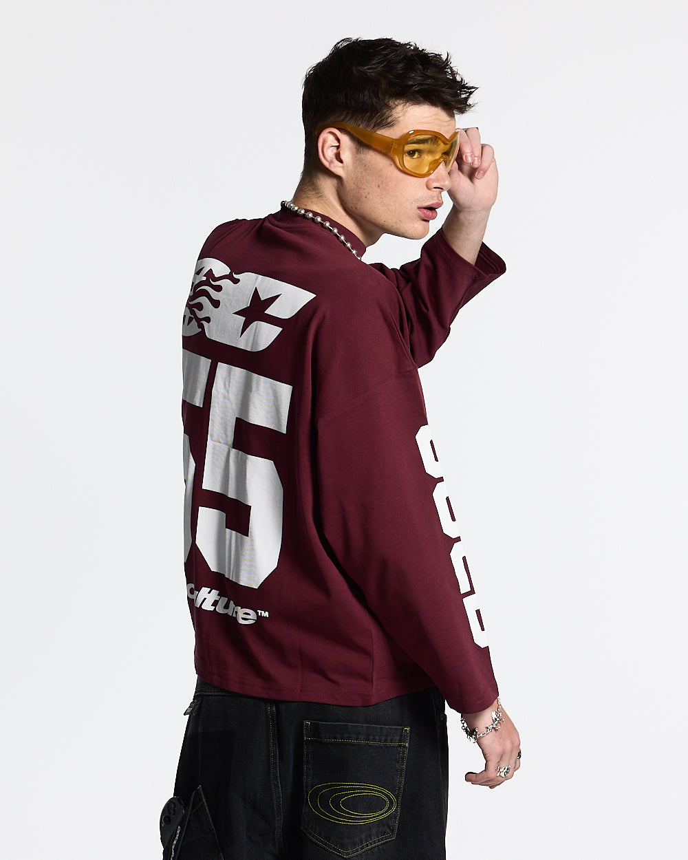 55 FLAMES LONGSLEEVE BURGUNDY