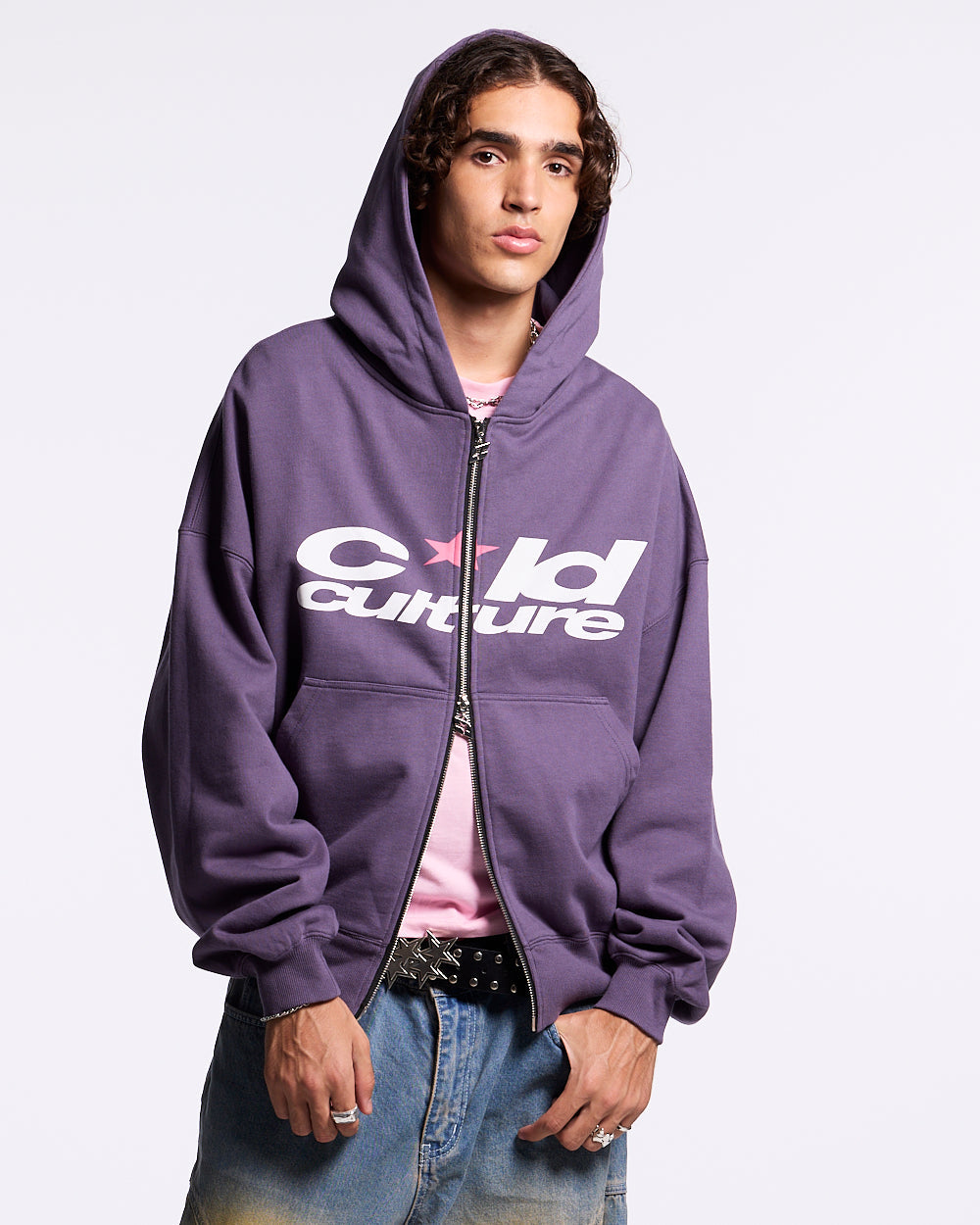 SUDADERA CON CAPUCHA Y CREMALLERA HARPER MORADA