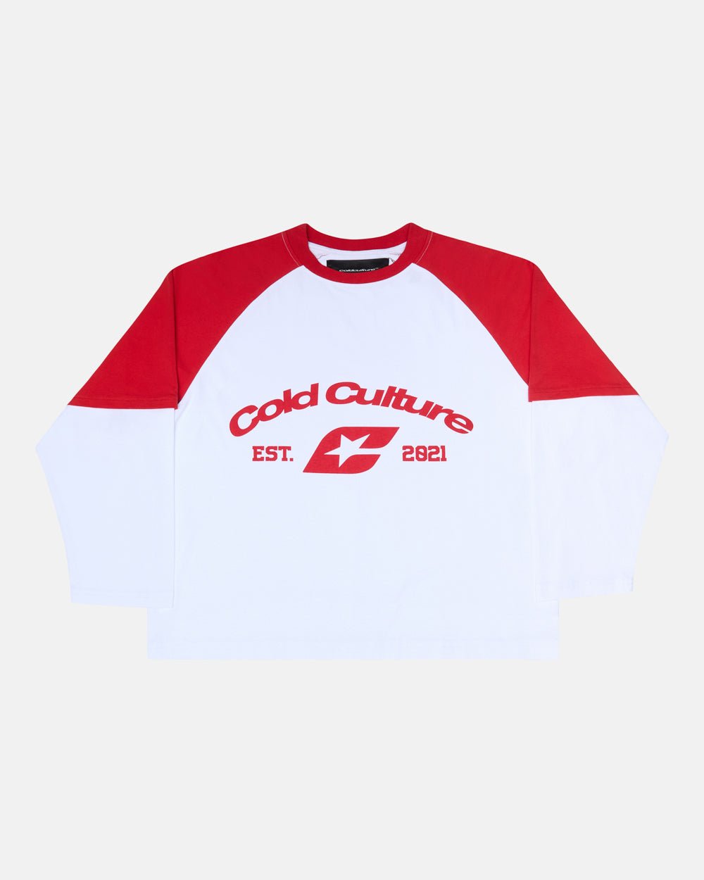 BASEBALL DOUBLE SLEEVE TEE WHITE/RED