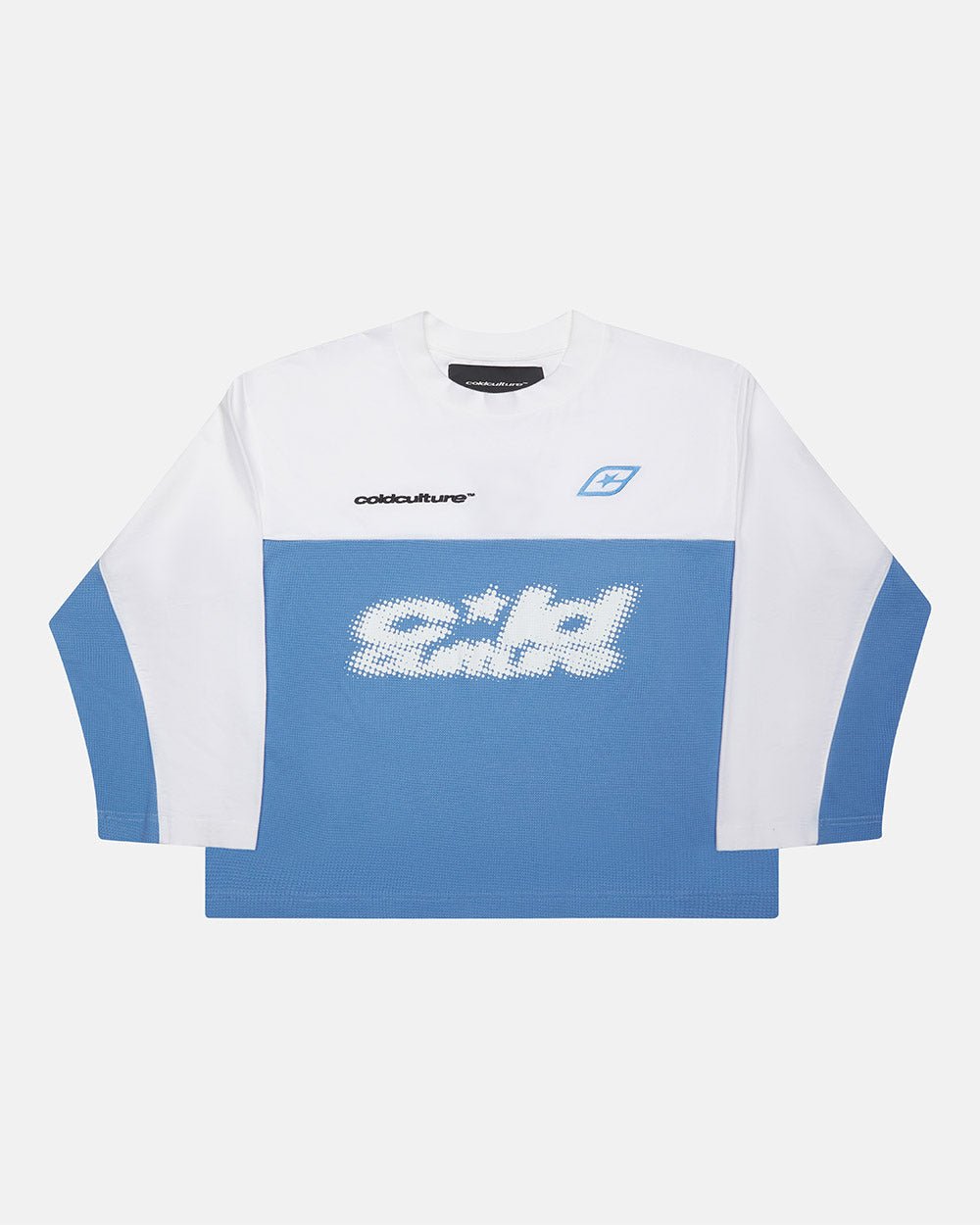 BICOLOR WAFFLE LONGSLEEVE BLUE & WHITE