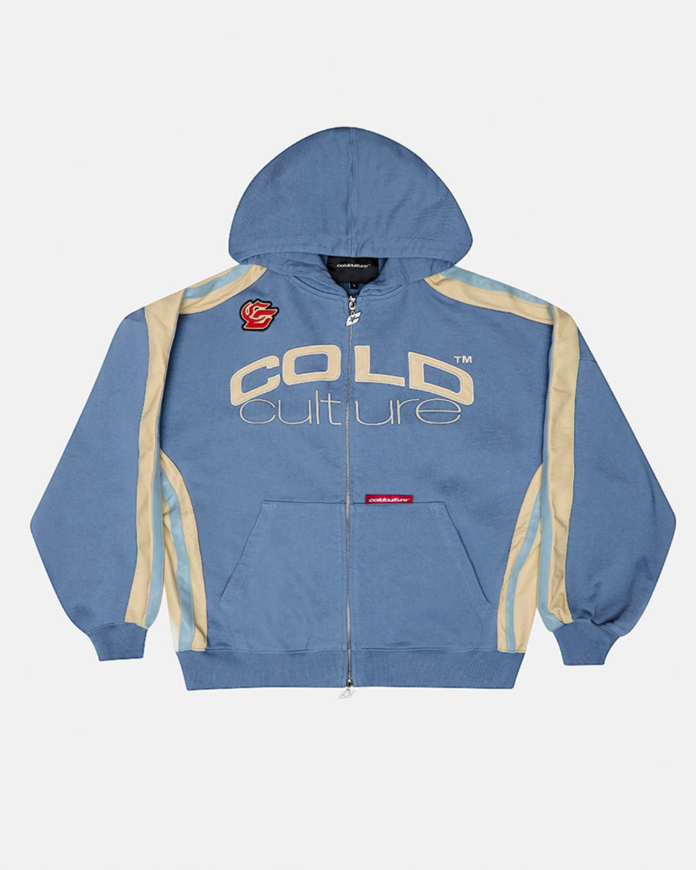 Sudadera con capucha y cremallera para motociclista, color azul marino