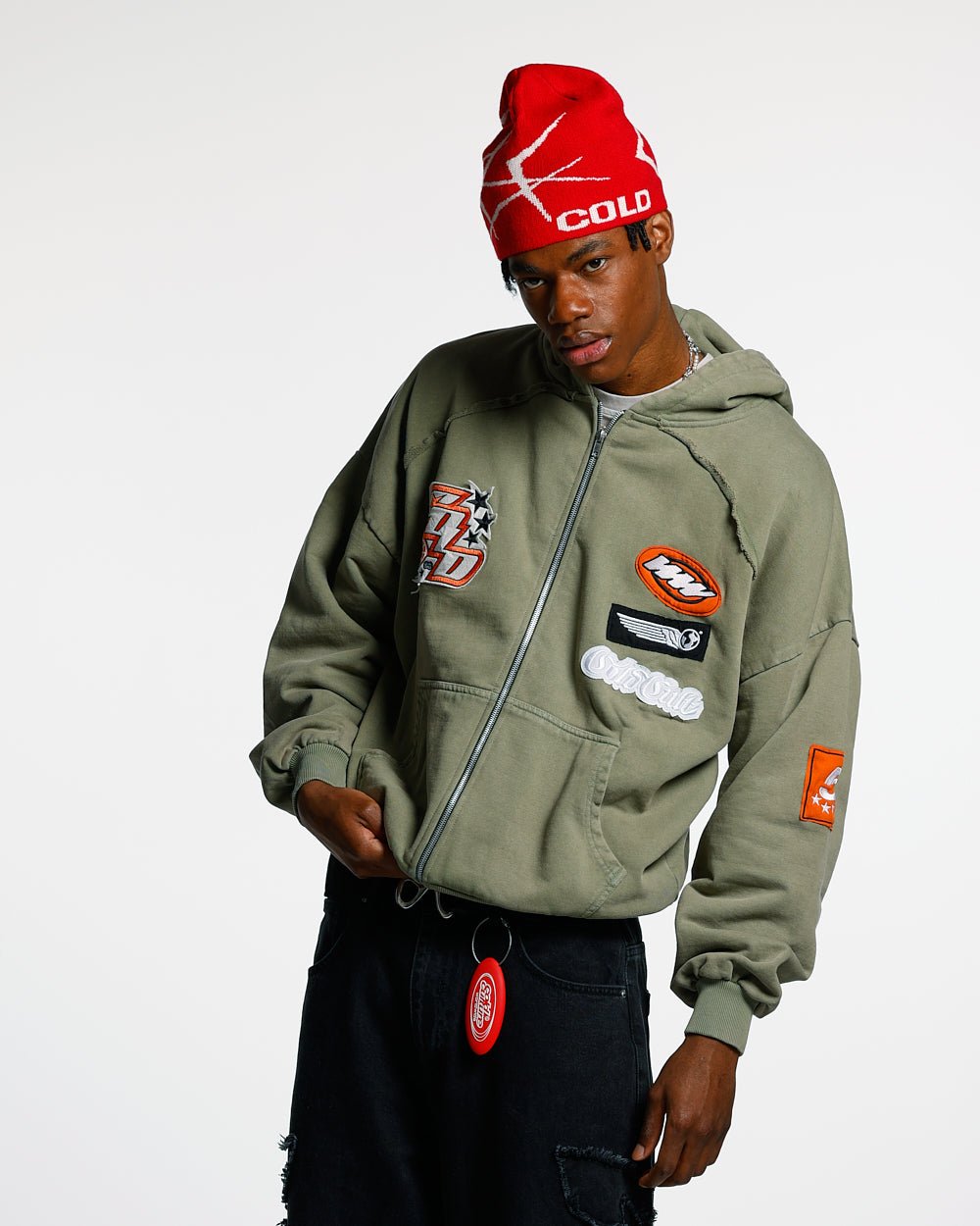 Sudadera con capucha y cremallera Walker, color verde lavado