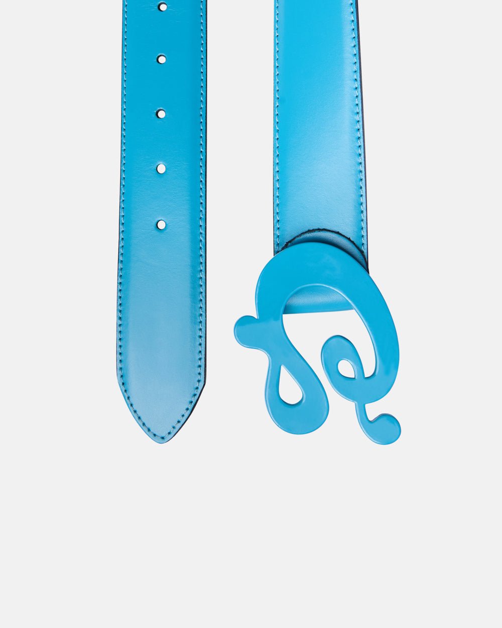 C CURL LEATHER BELT BLUE