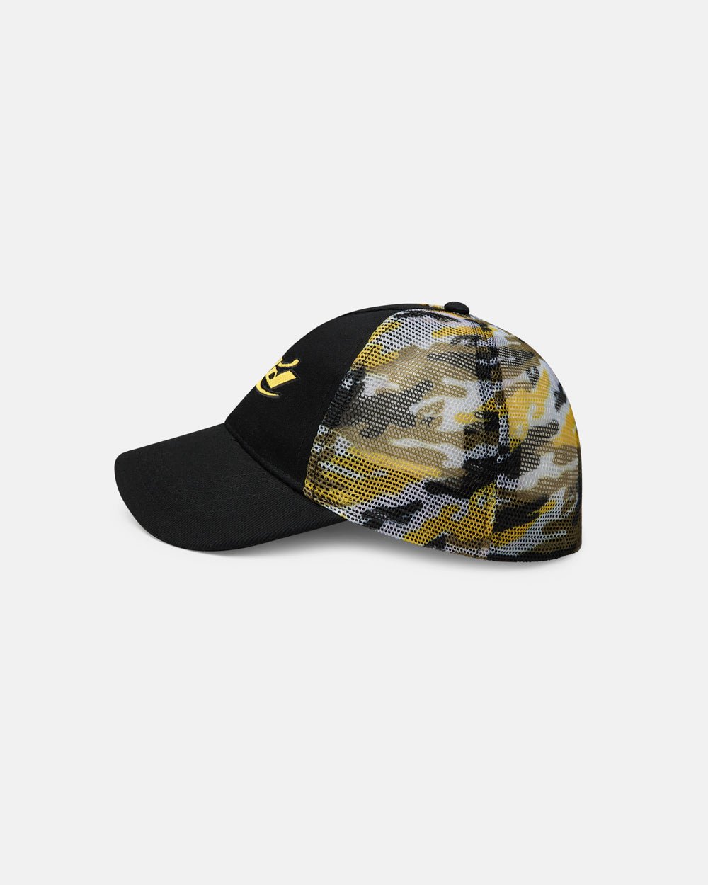 GORRA CAMUFLAJE NEGRA Y AMARILLA
