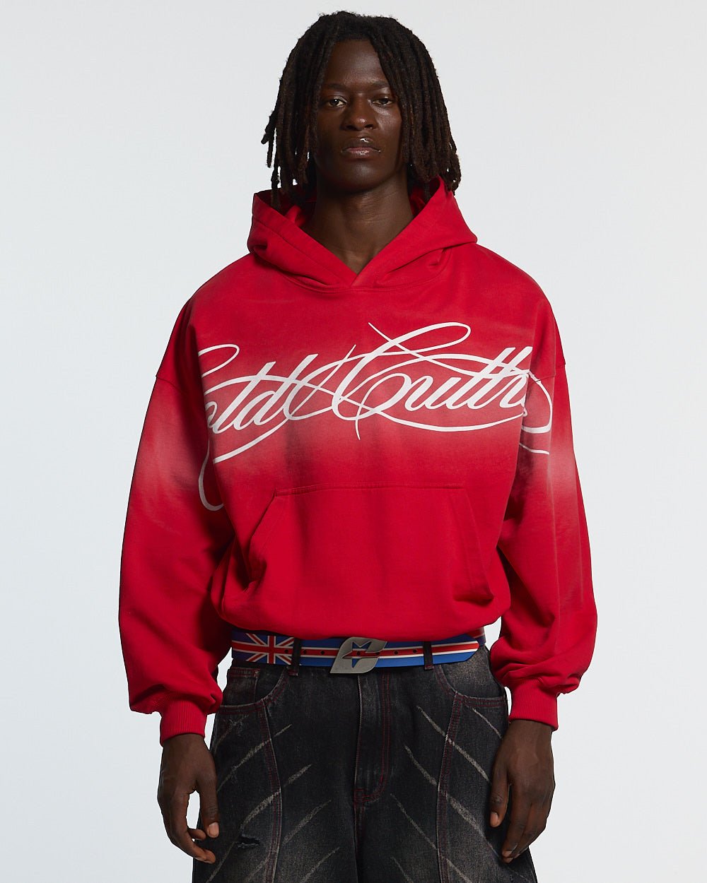 CROSSED SCRIPT HOODIE RED