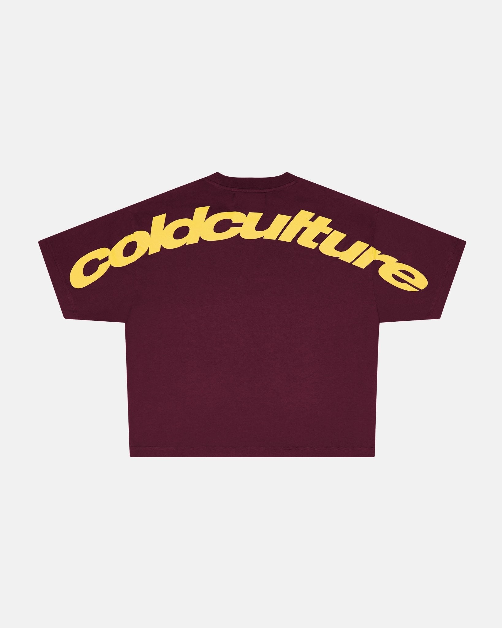 CURVED TEE BURGUNDY & YELLOW