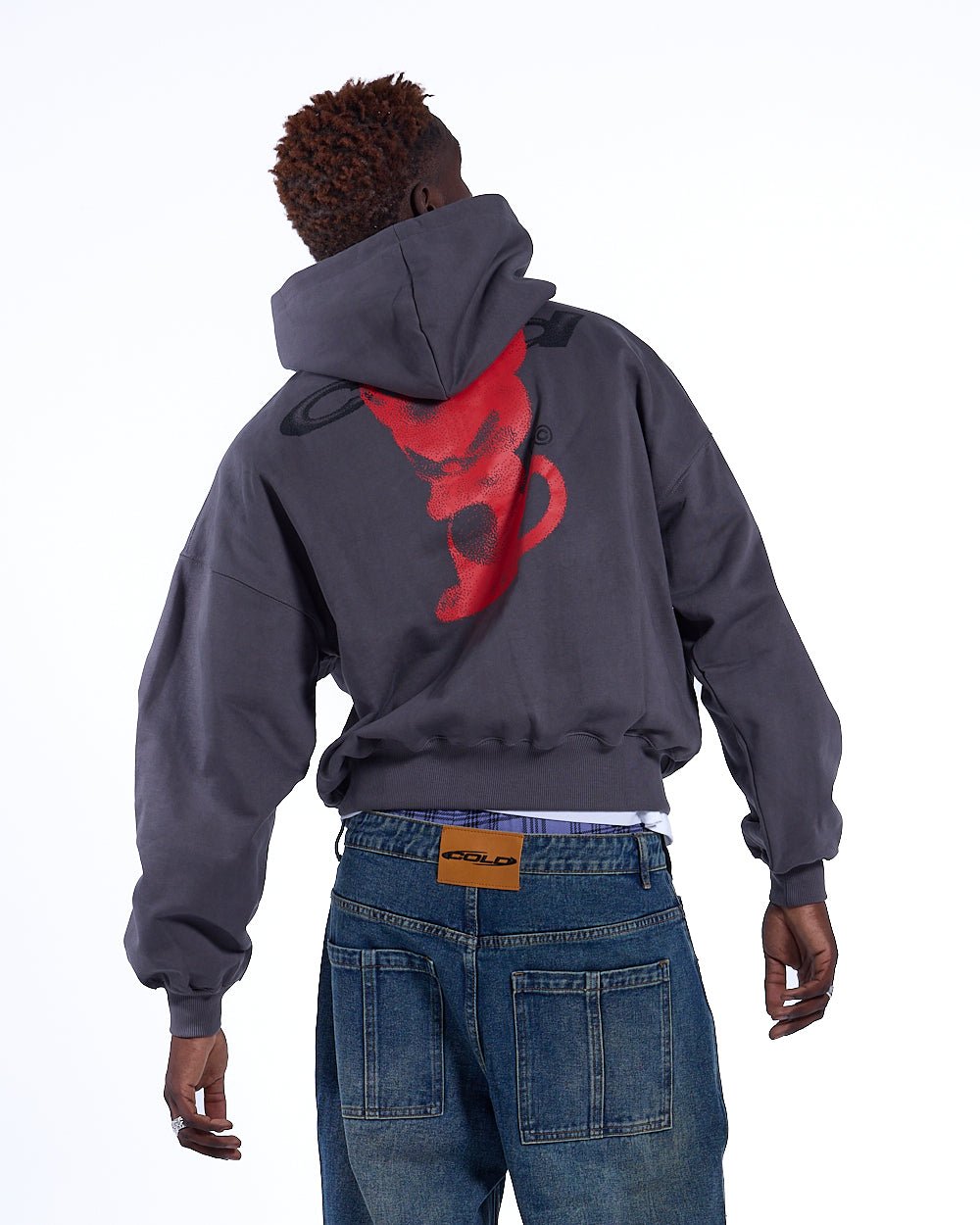 SUDADERA CON CAPUCHA DEMONIO GRIS