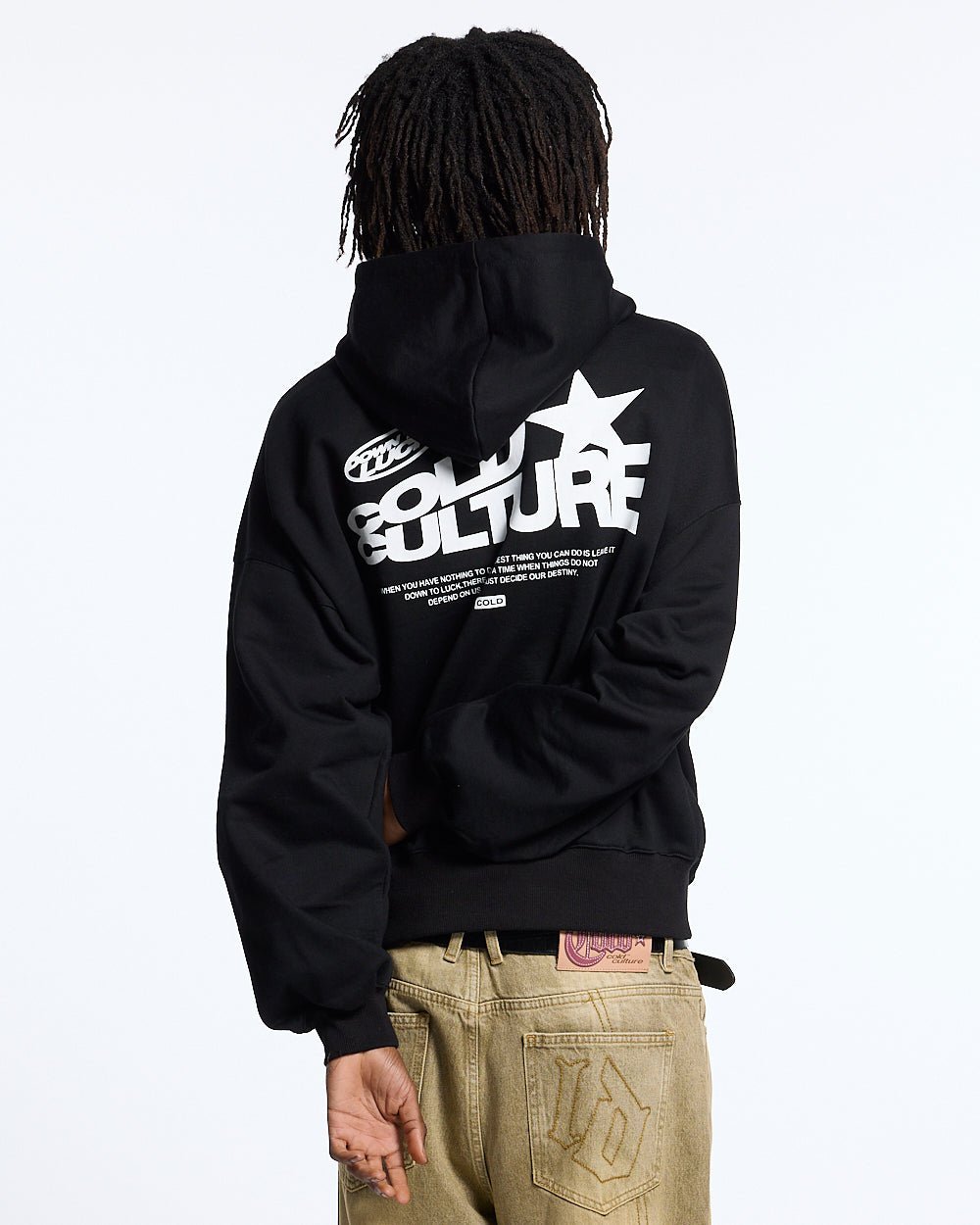 SUDADERA CON CAPUCHA DOWN TO LUCK BLANCO Y NEGRO