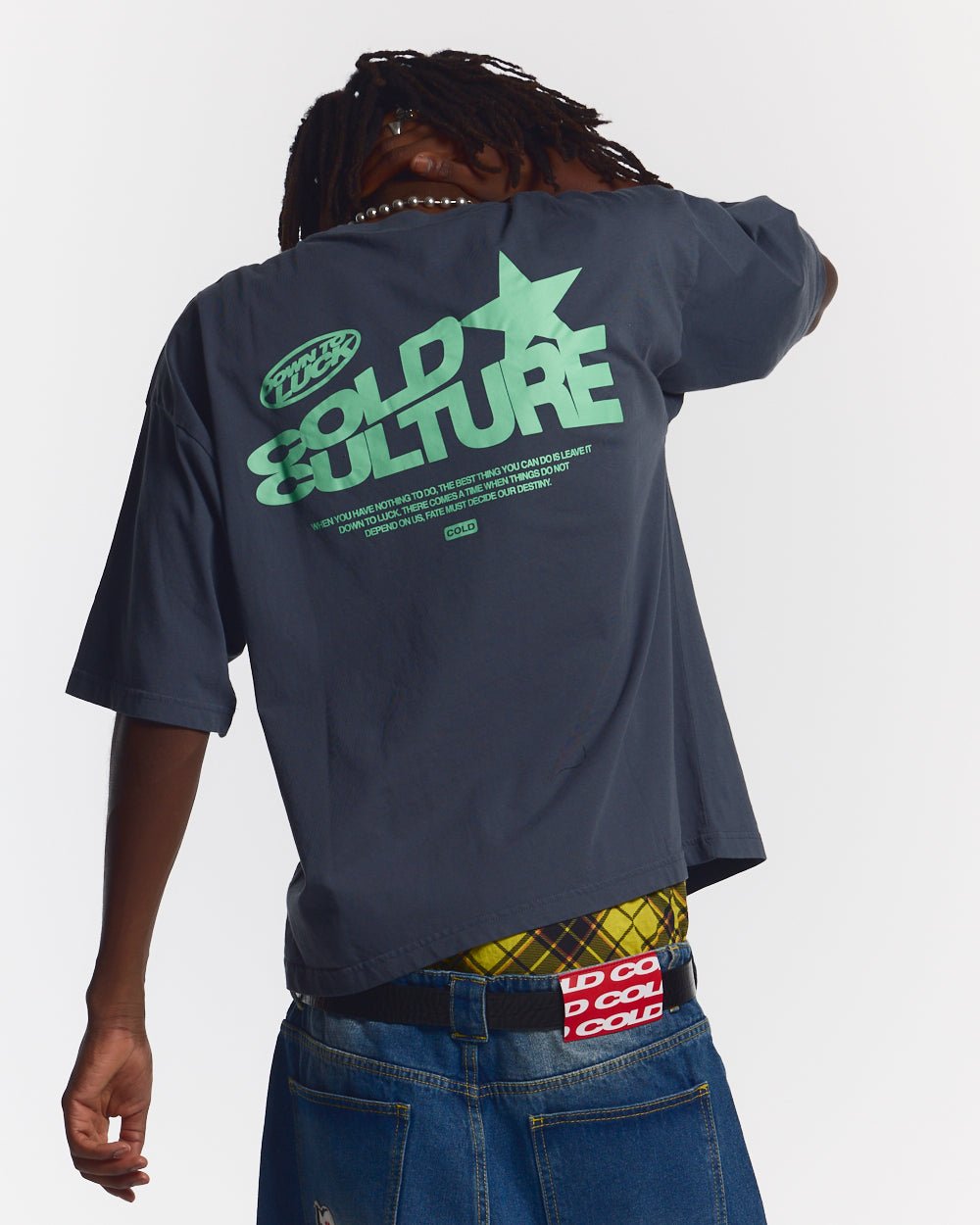 DOWN TO LUCK TEE DARK BLUE