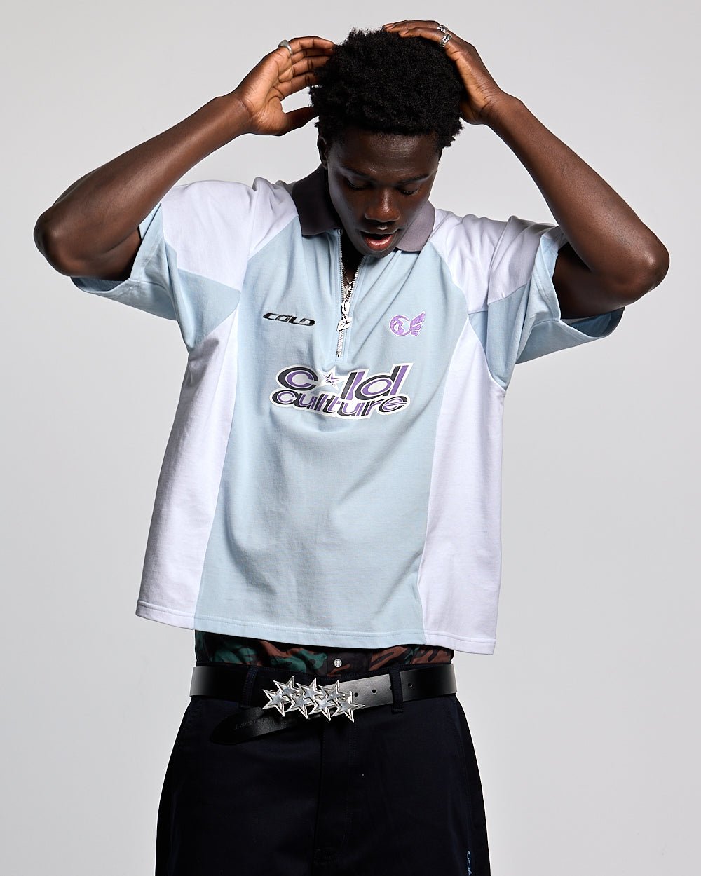 EXTREME POLO IRON LIGHT BLUE AND GREY