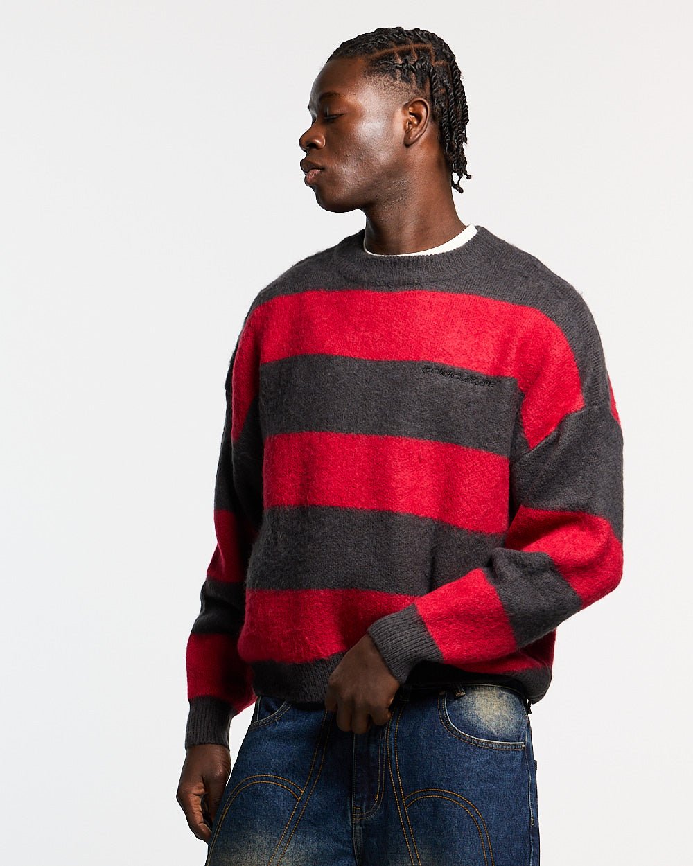 FLUFFY FUR KNIT BLACK & RED