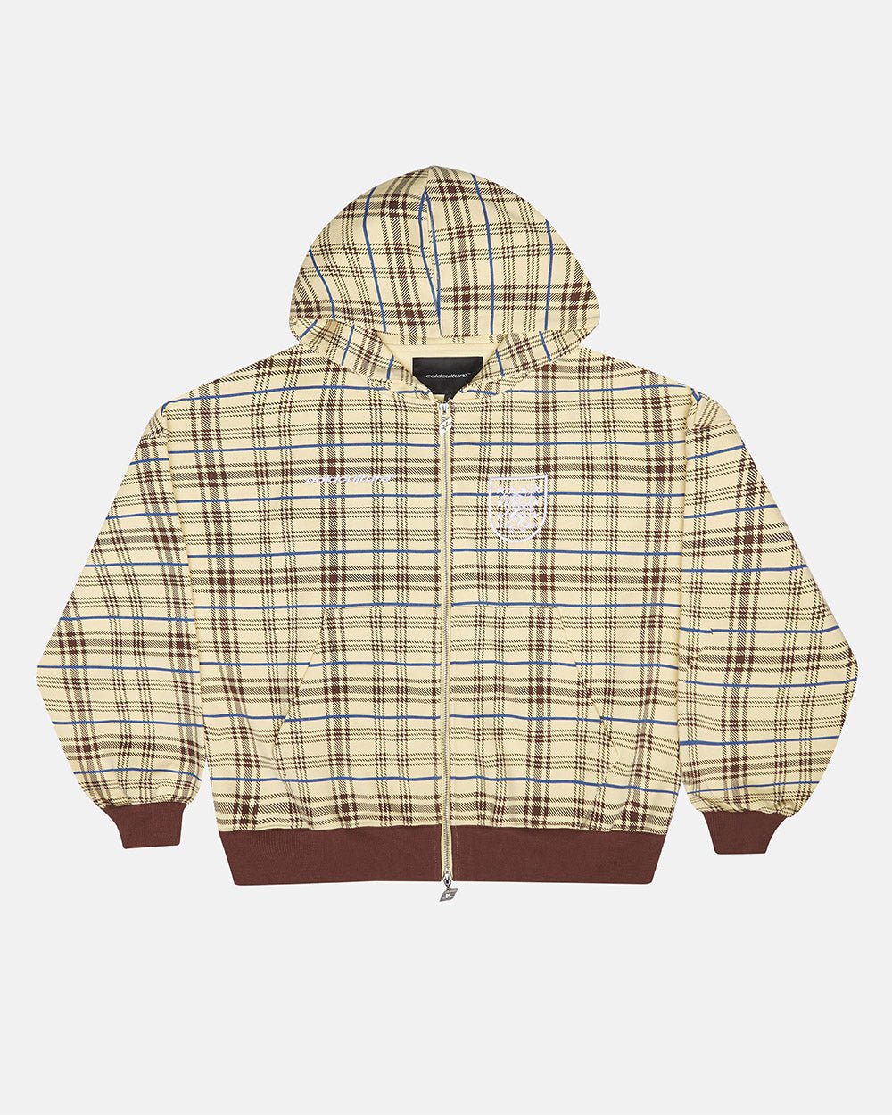 GRID ZIP HOODIE YELLOW & BROWN