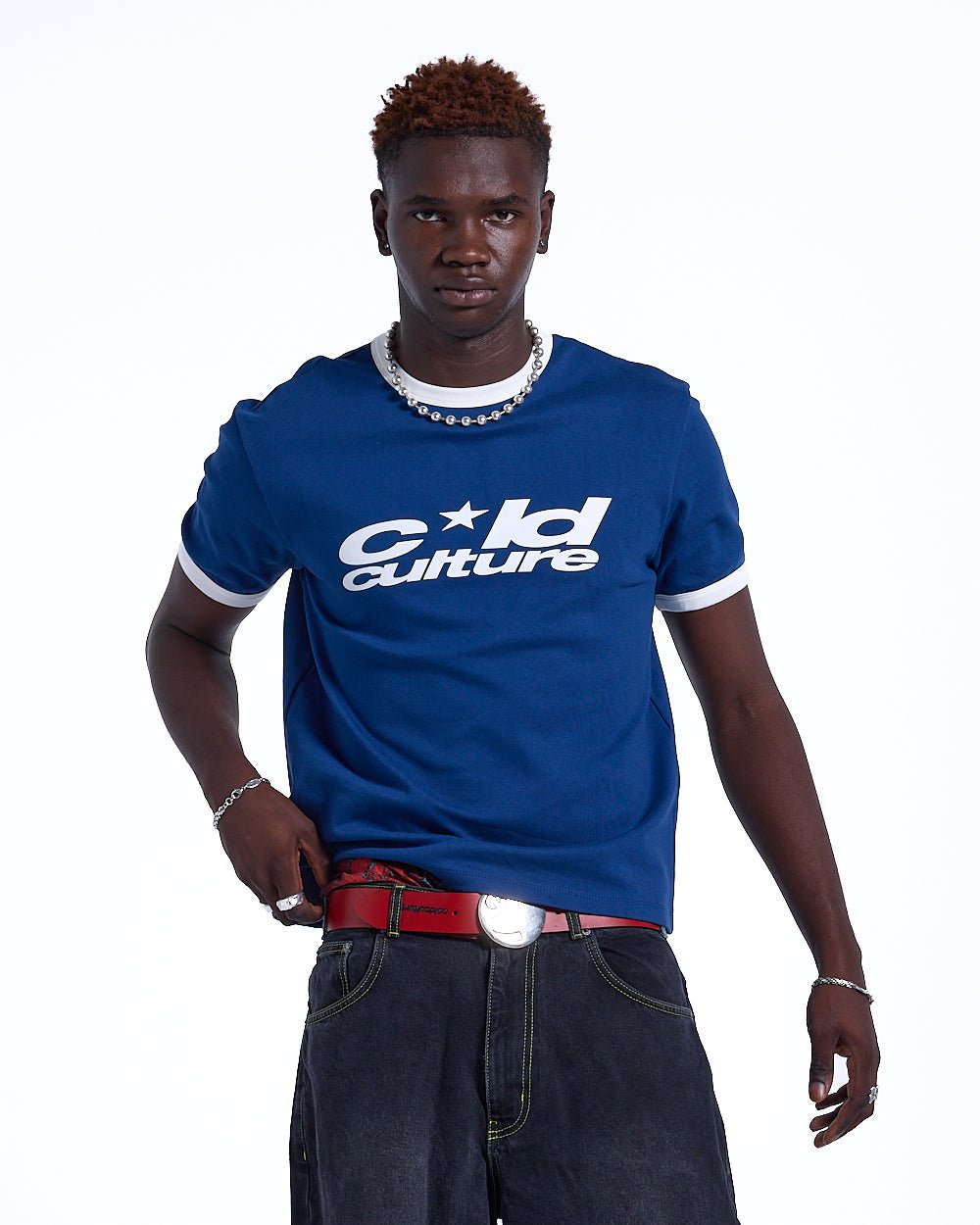 HARPER TEE DARK BLUE AND WHITE