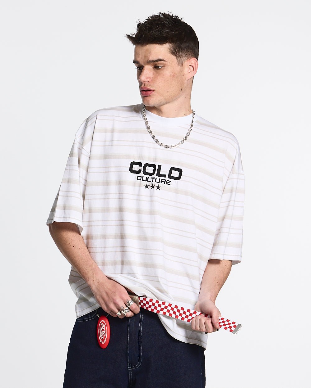 INTERNATIONAL STARS TEE GREY STRIPED