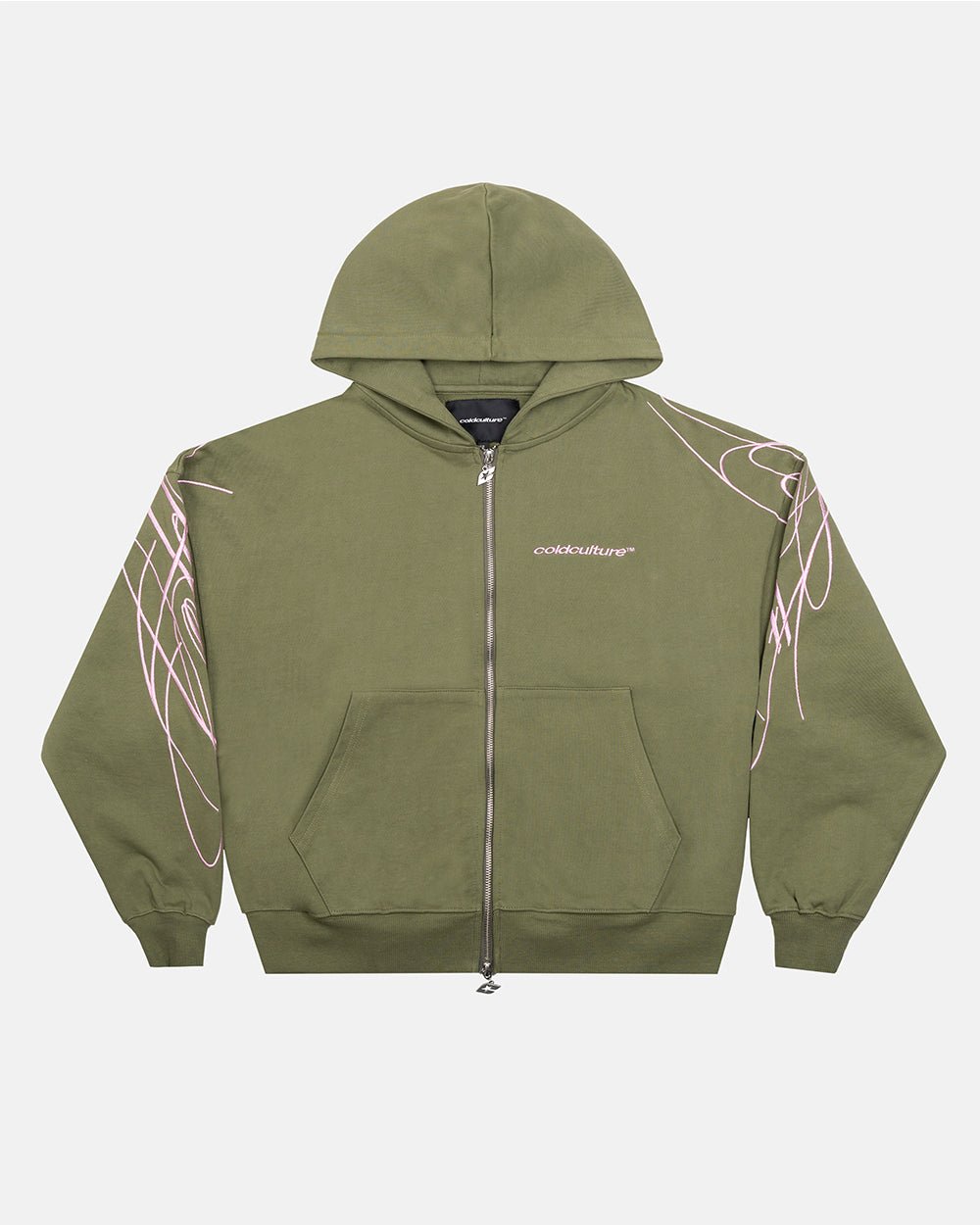 NUEVA SUDADERA CON CAPUCHA Y CREMALLERA CON SCRIPT VERDE Y ROSA