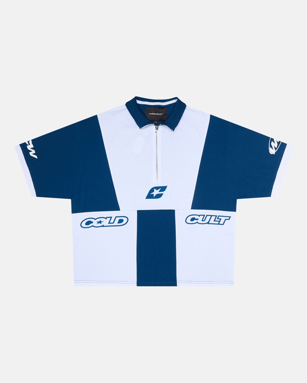 PANELS POLO TEE WHITE AND BLUE