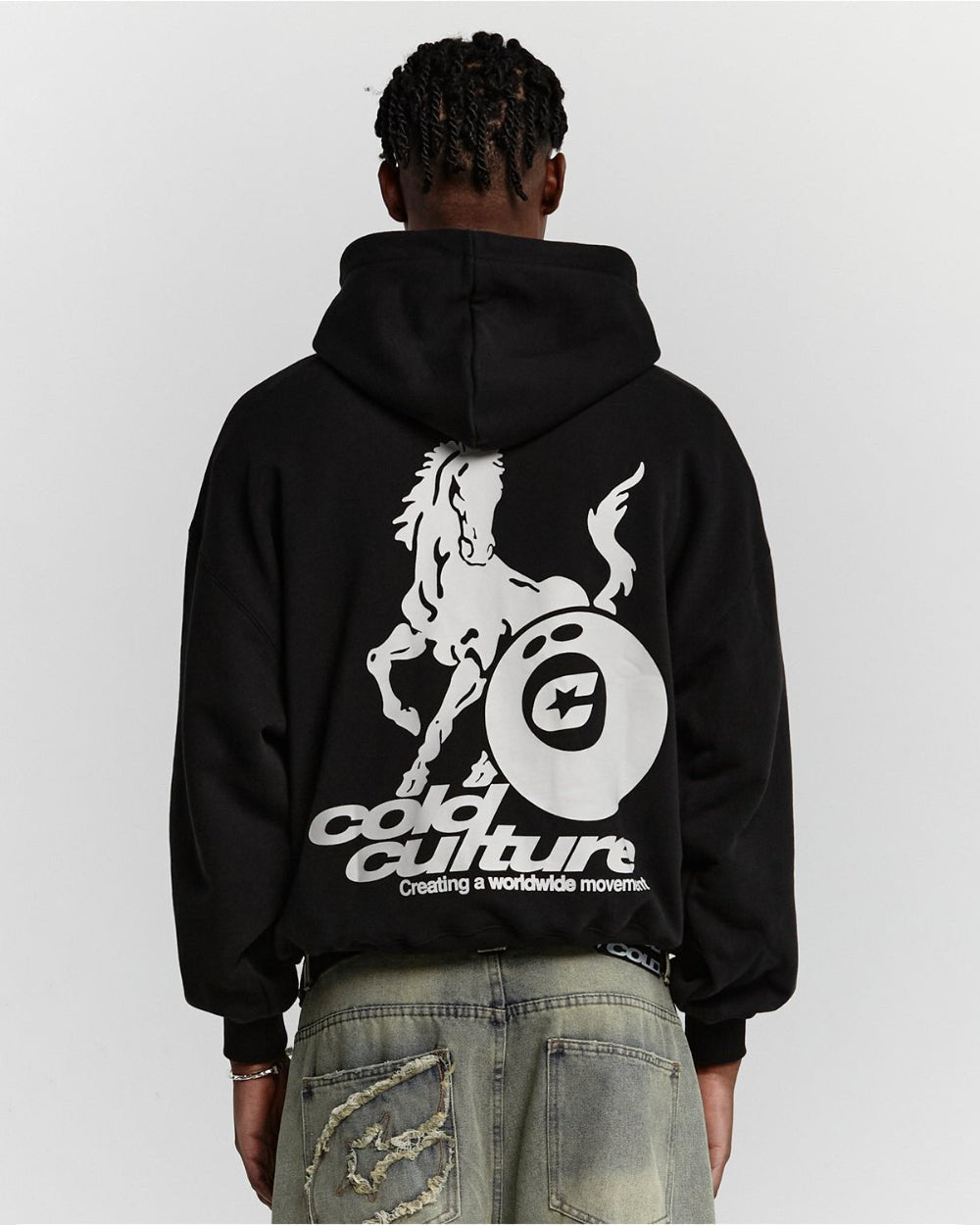PLAYING HORSE HOODIE BLACK