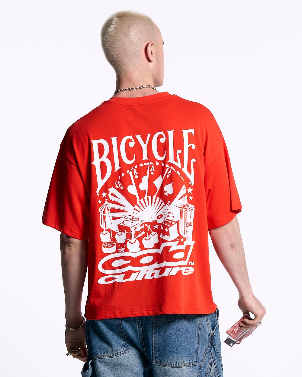 CAMISETA DE BICICLETA DE PÓKER ROJO FUEGO