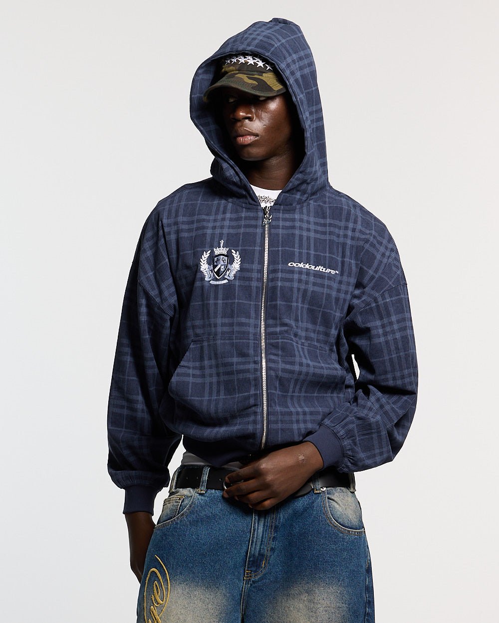 Sudadera con capucha y cremallera Posh, color azul marino