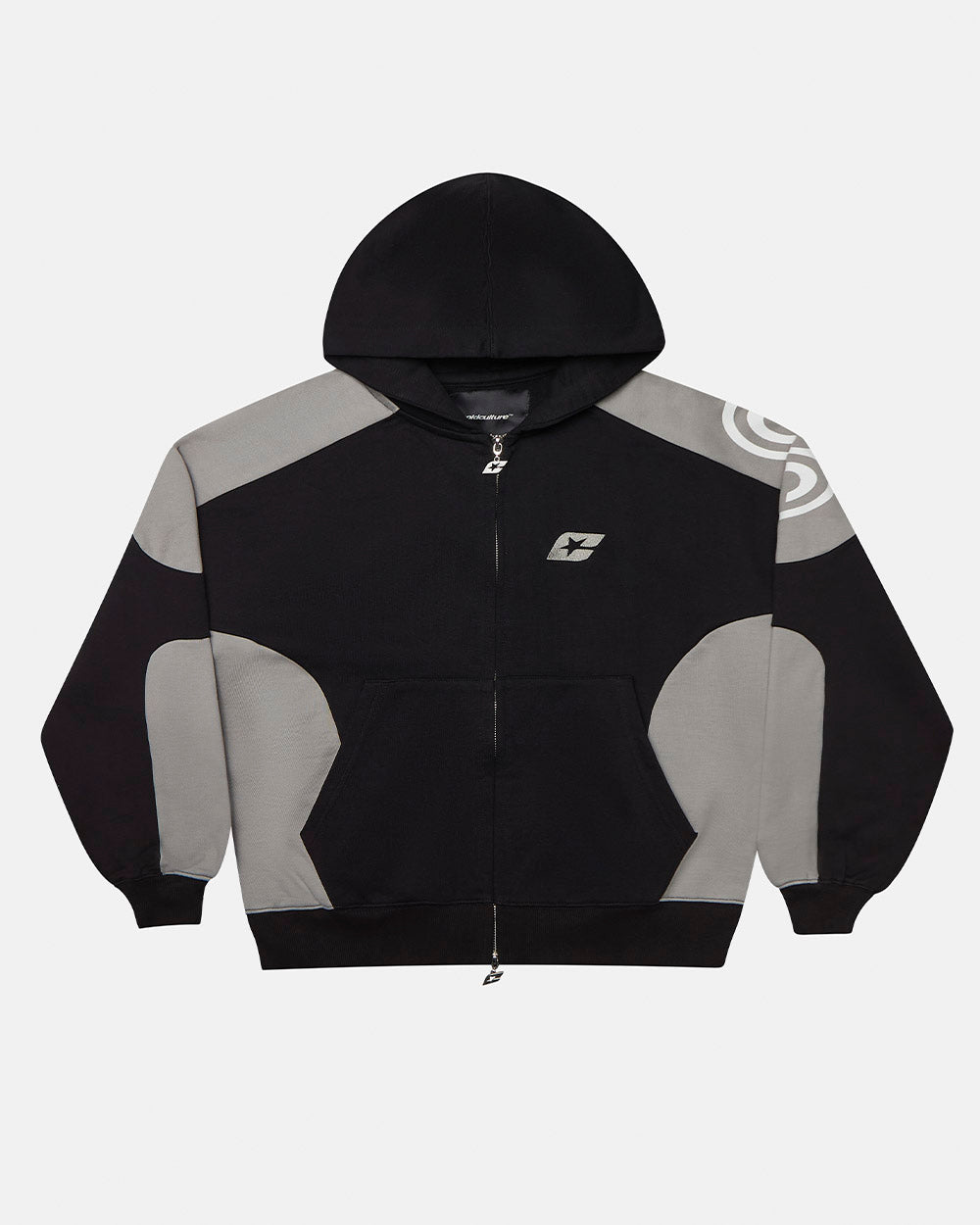 RIDER ZIP HOODIE BLACK & GREY