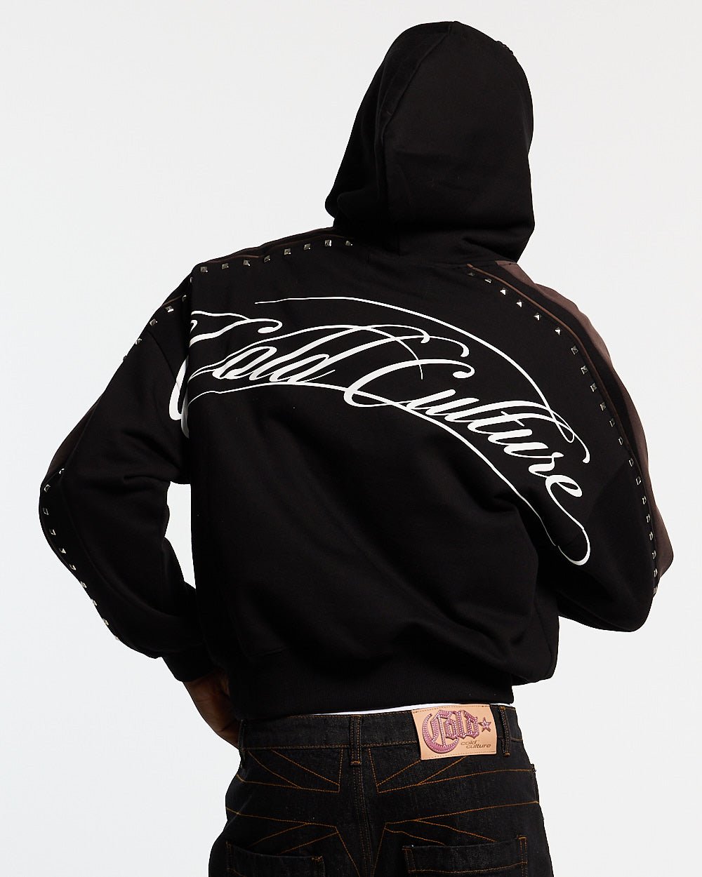 SCRIPT STUDS HOODIE BLACK