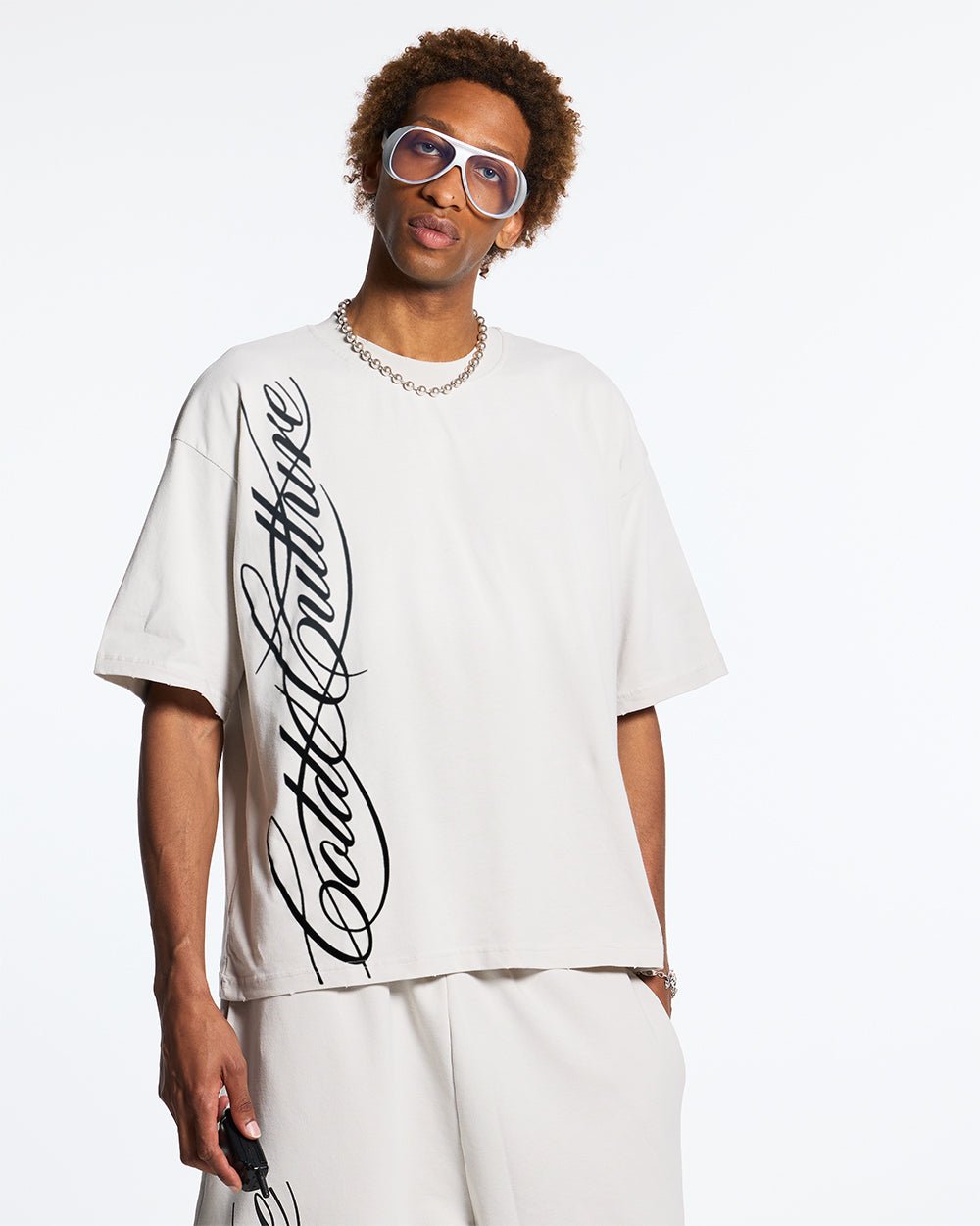 CAMISETA SCRIPT GRIS CLARO