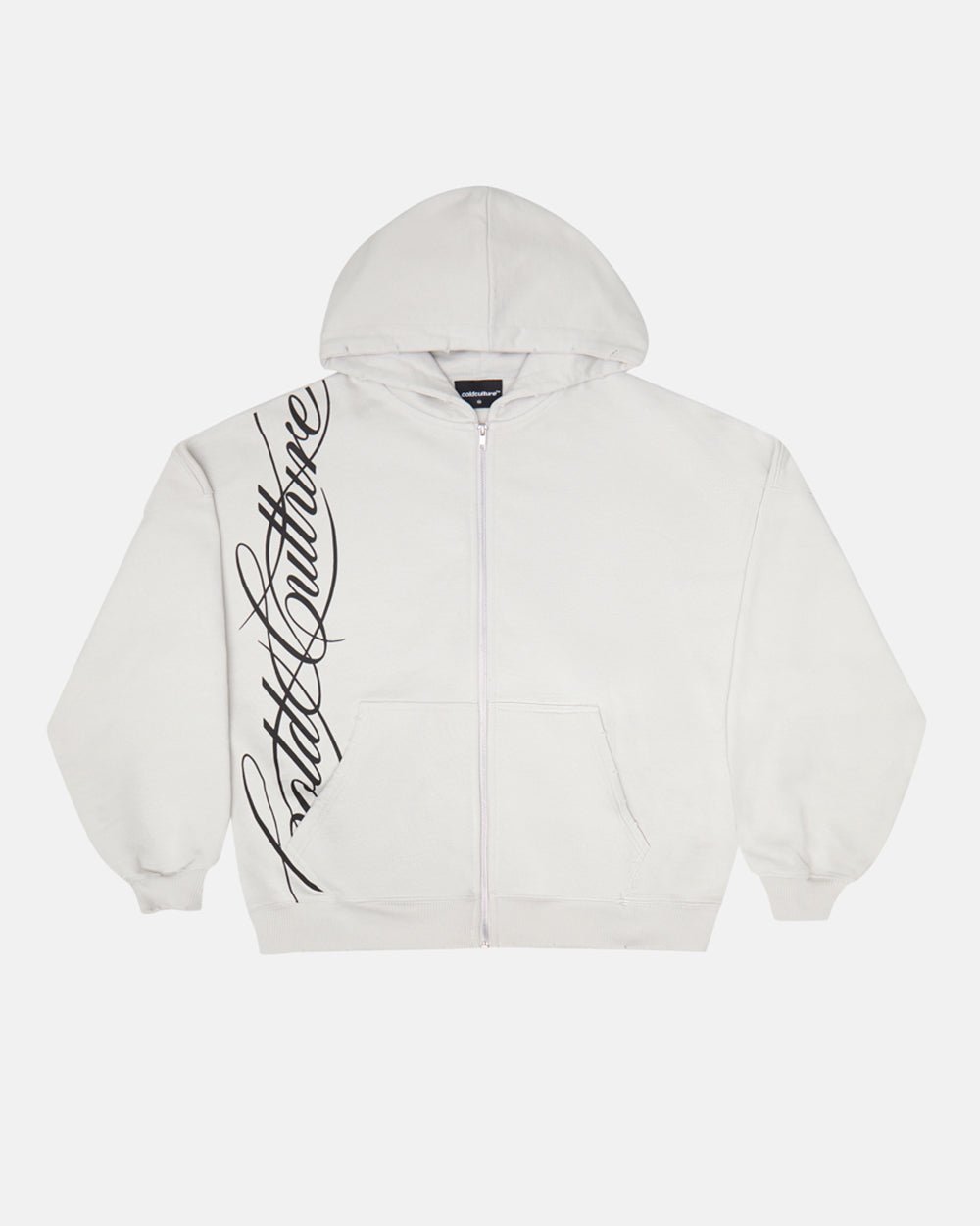 SCRIPT ZIP HOODIE LIGHT GREY