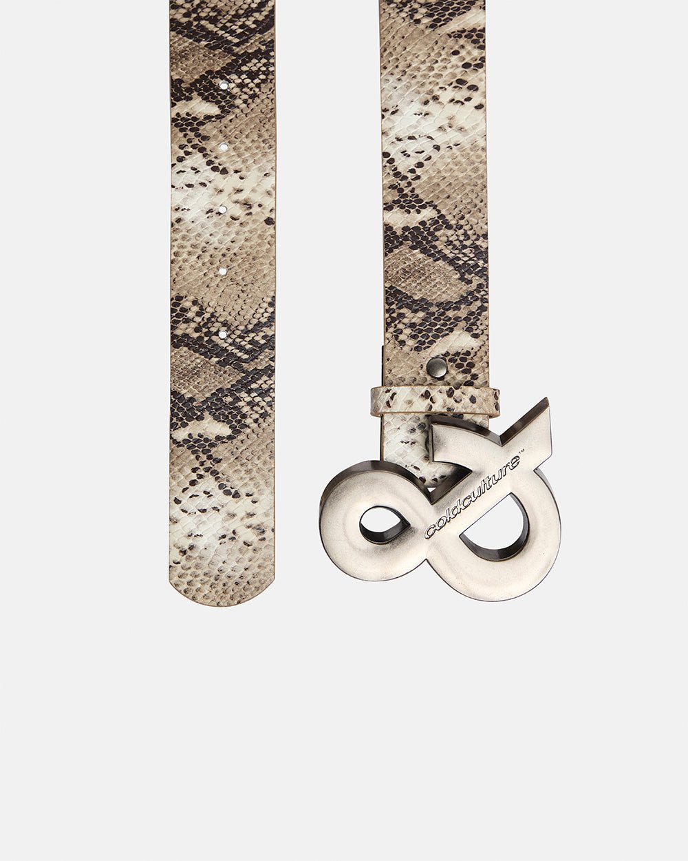 SNAKE & SKIN LEATHER BELT BEIGE