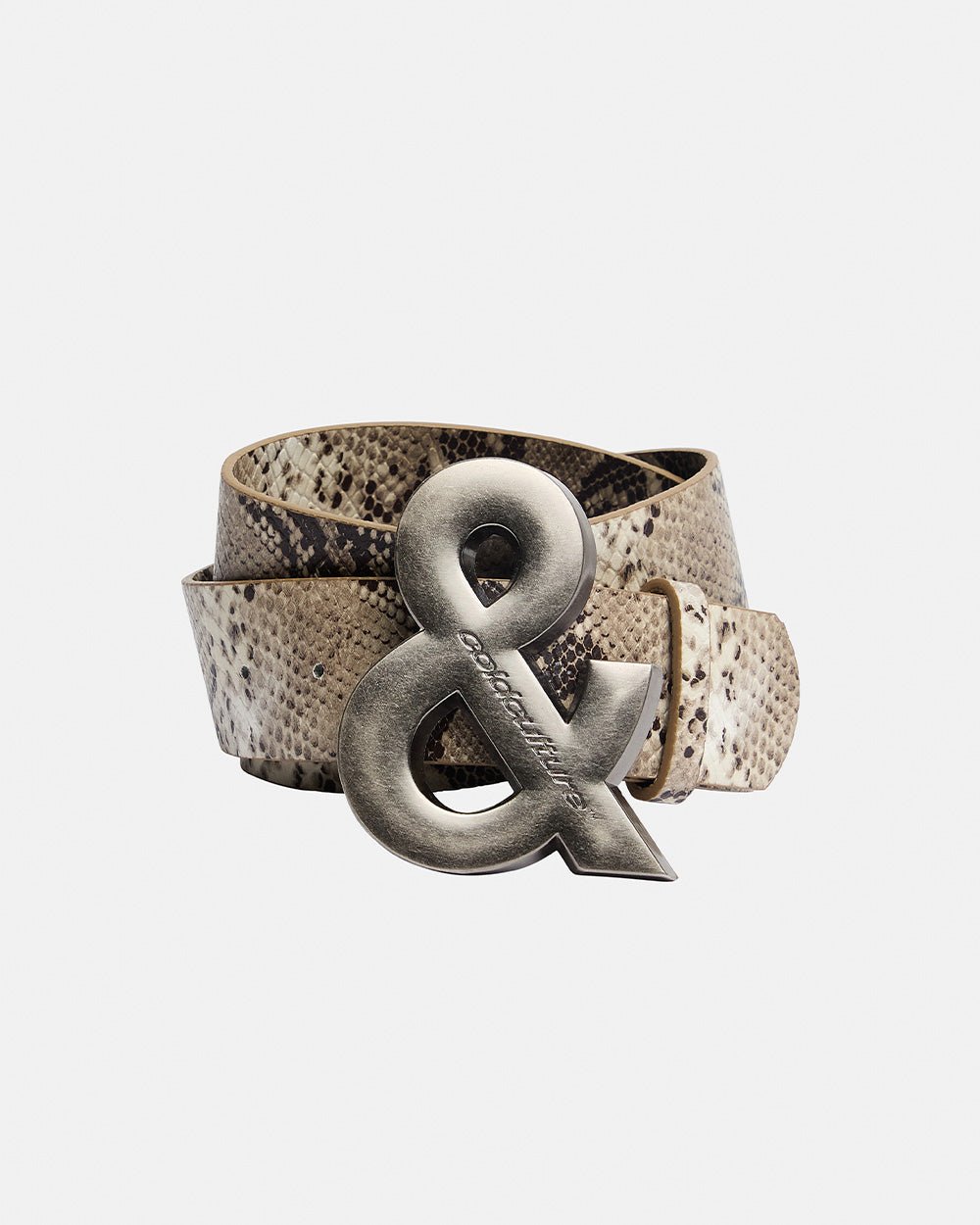 SNAKE & SKIN LEATHER BELT BEIGE