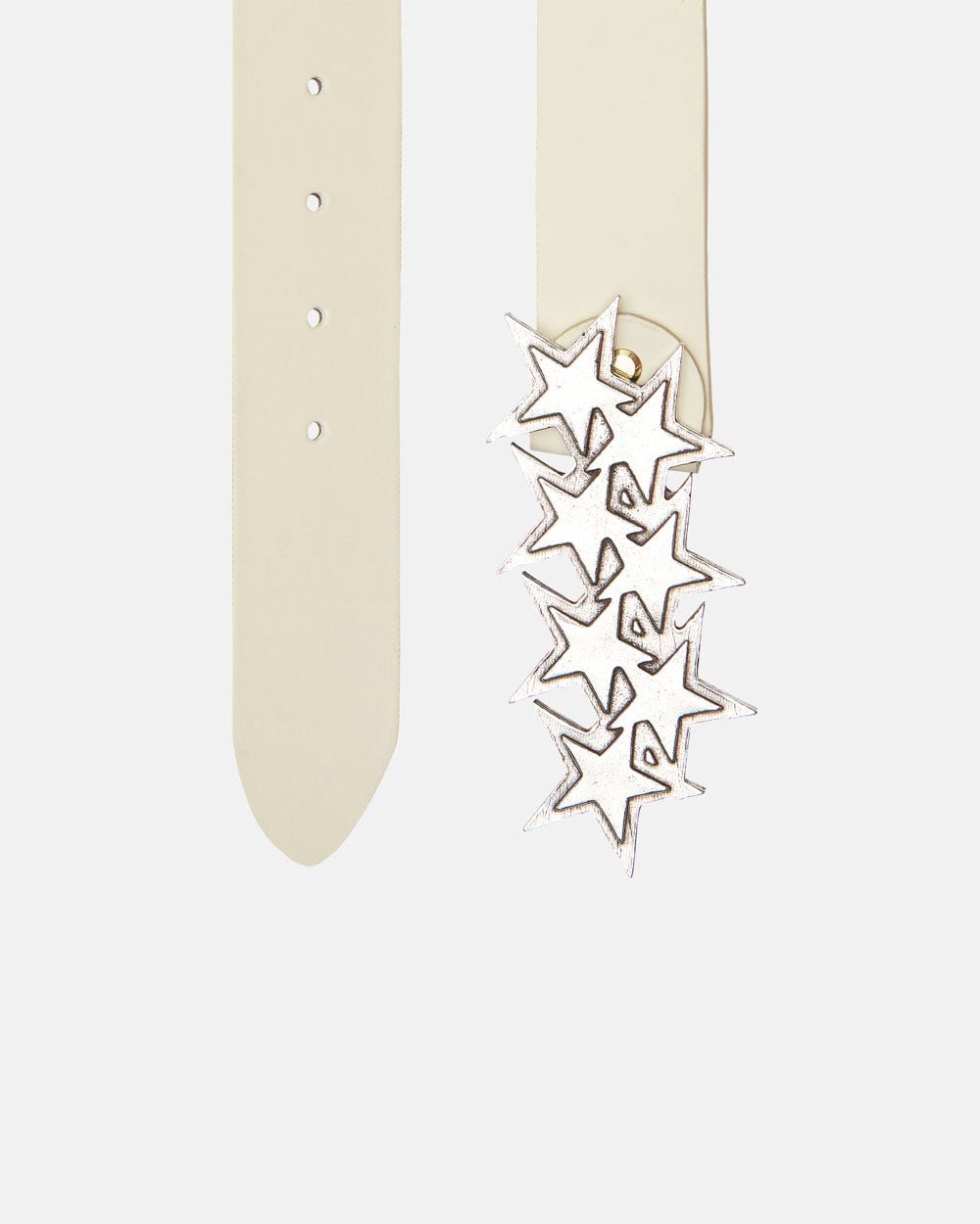 CINTURÓN DE CUERO ESTRELLAS BLANCO