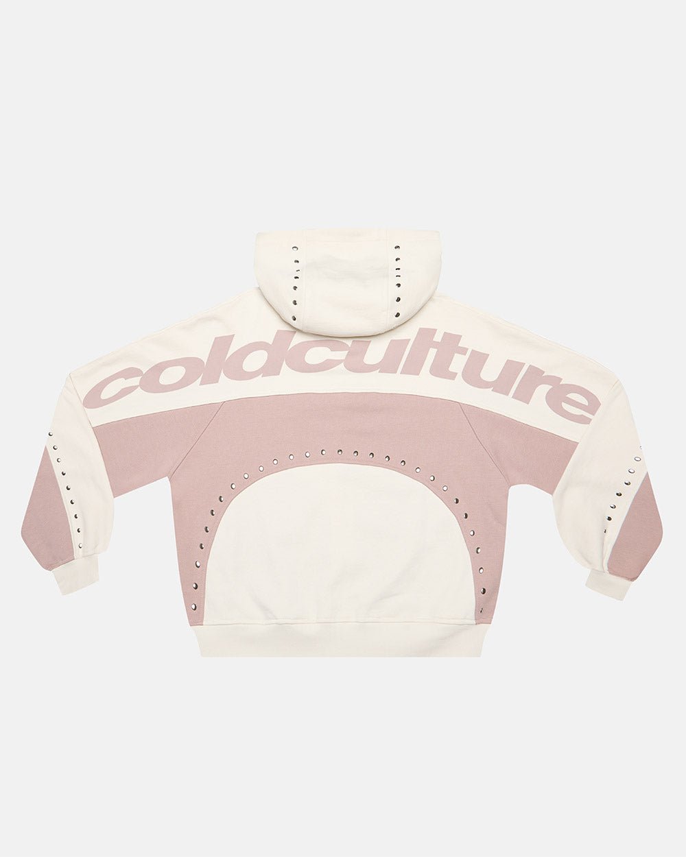 SUDADERA CON CAPUCHA Y CREMALLERA CON TACHUELAS GRIS CLARO