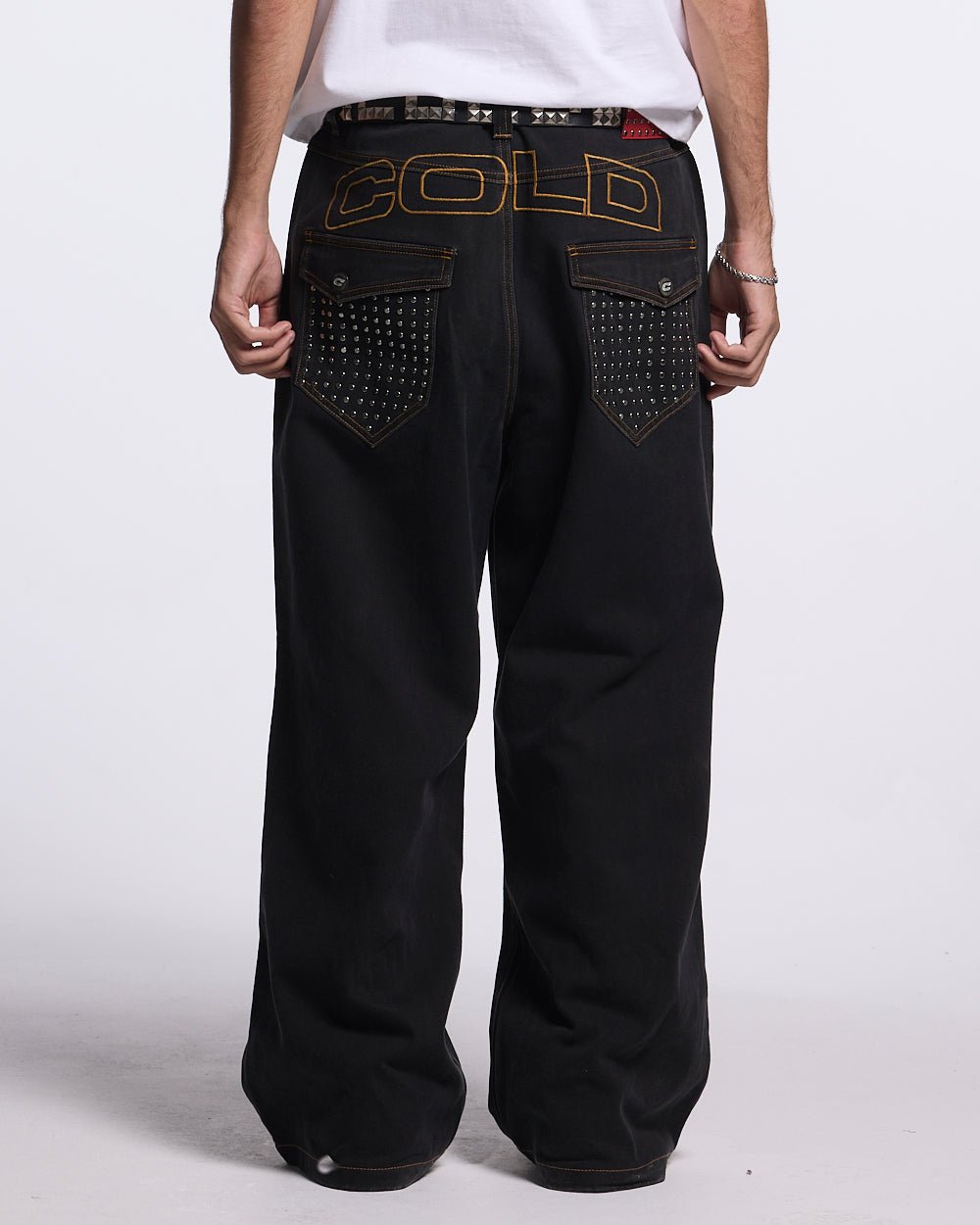 STUDS PANTS BLACK DENIM