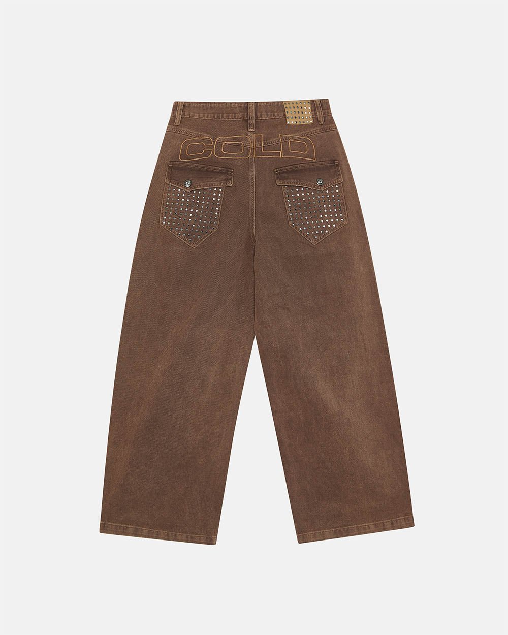Pantalones vaqueros marrones con tachuelas