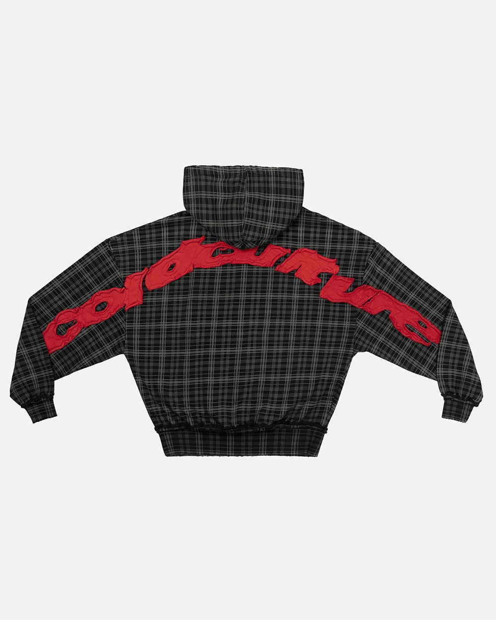 TARTAN HOODIE BLACK, GREY & RED