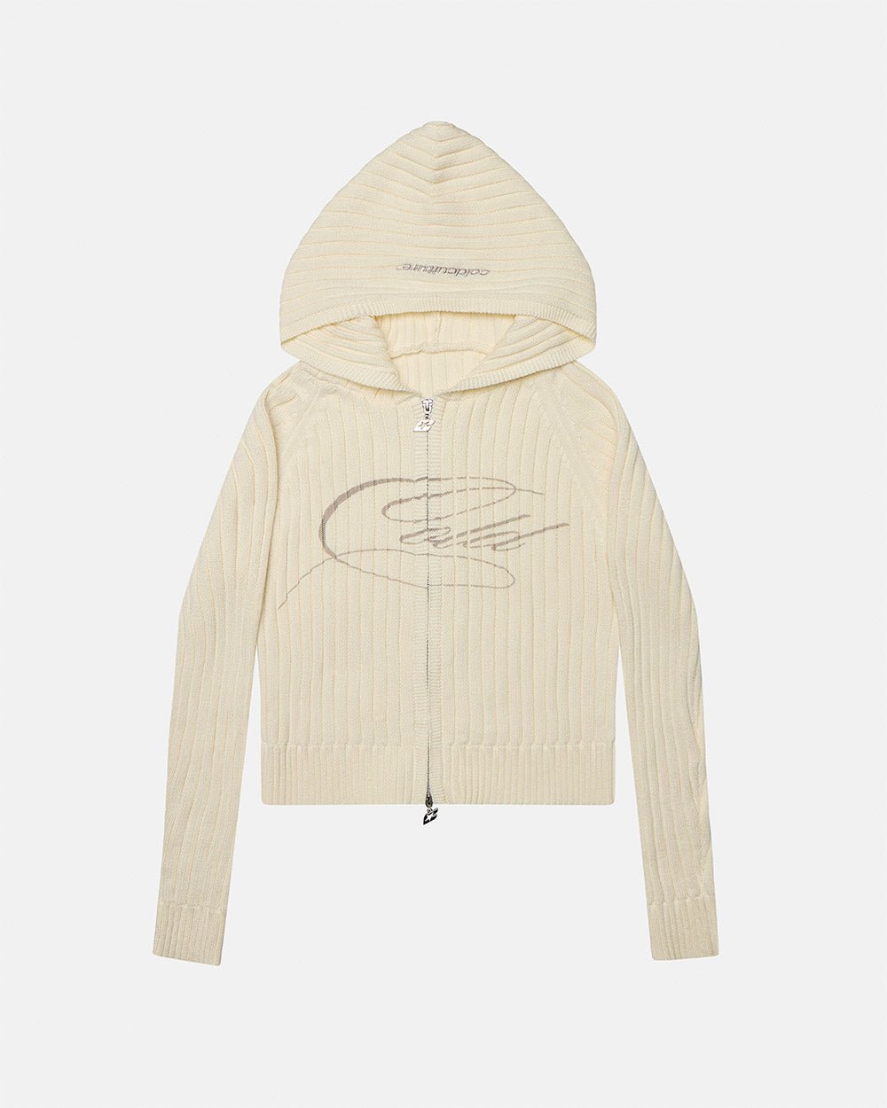 TRACK HOOD ZIP KNIT OFF-WHITE