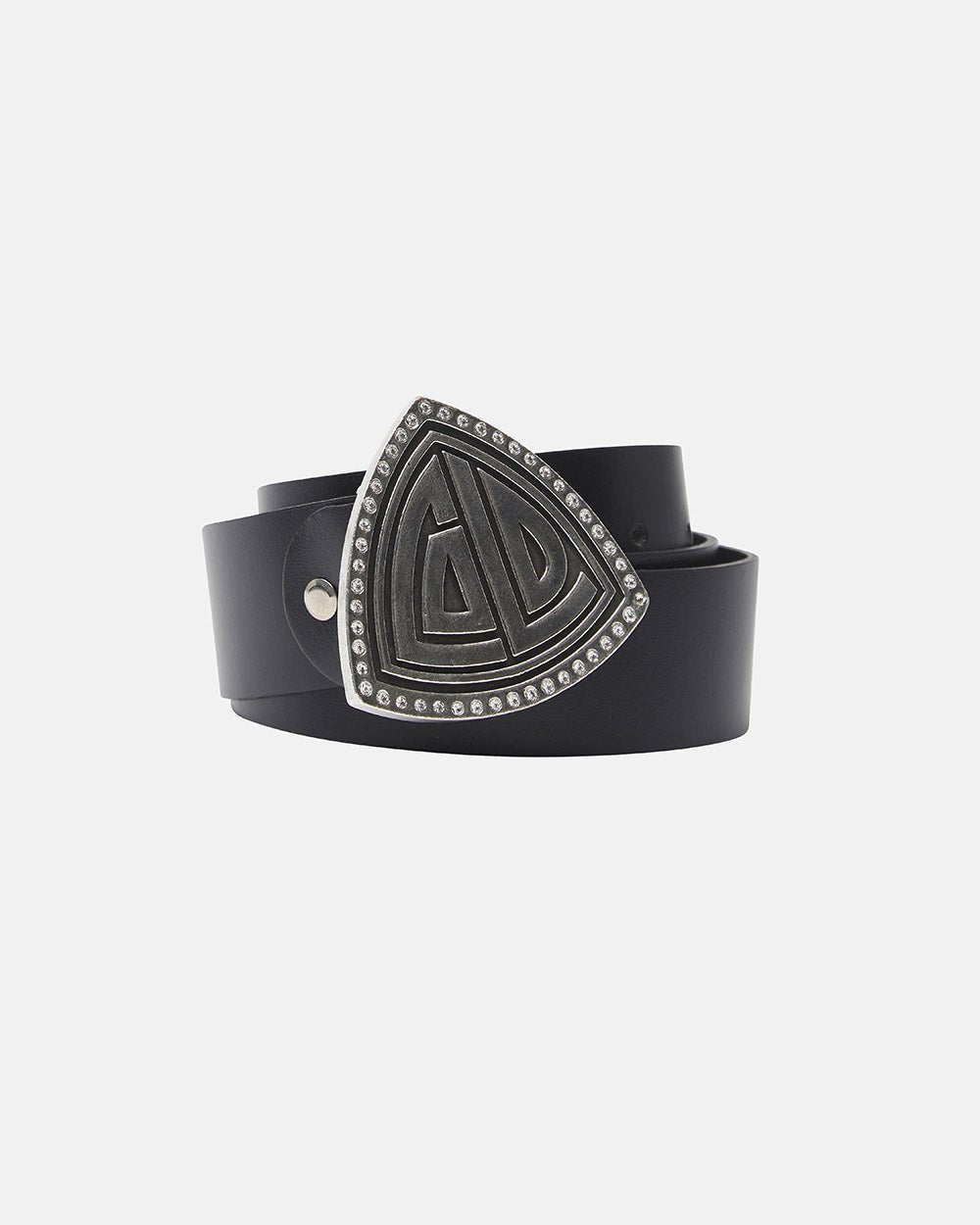 TRIANGLE BLING BLING LEATHER BELT BLACK
