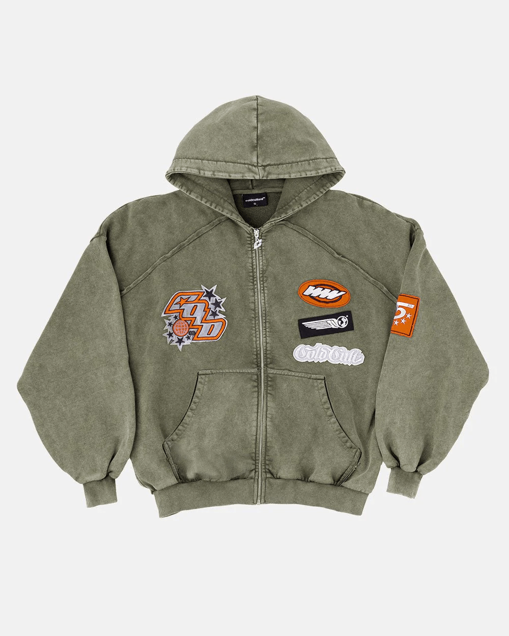 Sudadera con capucha y cremallera Walker, color verde lavado